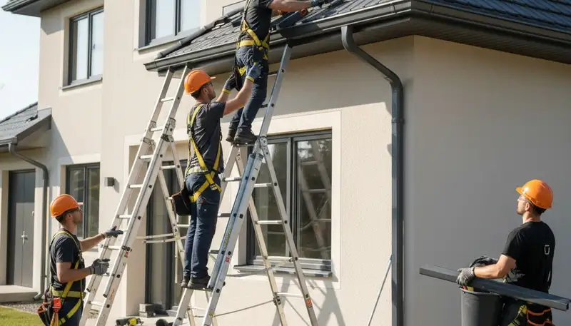 Philadelphia gutter repair service fixing leaks and storm damage on a home exterior