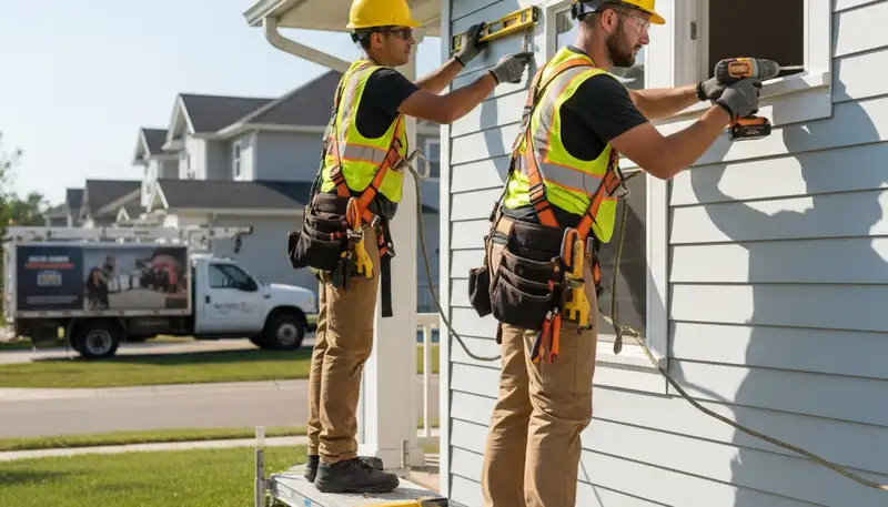Philadelphia, PA vinyl siding repair by FX Remodeling & Exteriors on a residential home exterior